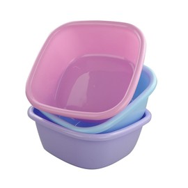 Doryh 12 Quart Plastic Square Washbasin, Set of 3