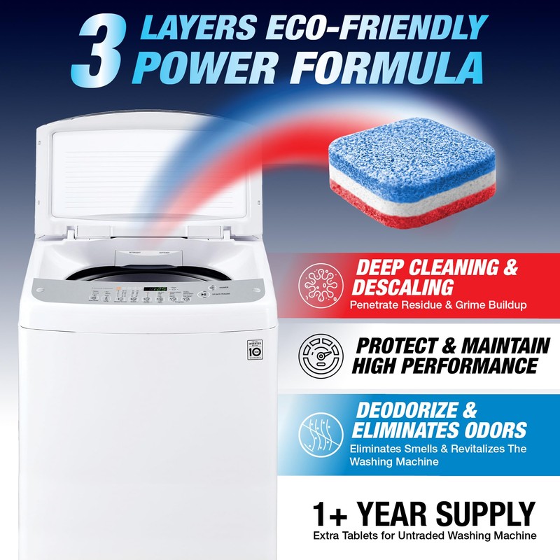 Washing Machine Cleaner Tablets 56 Pack for HE Top Load