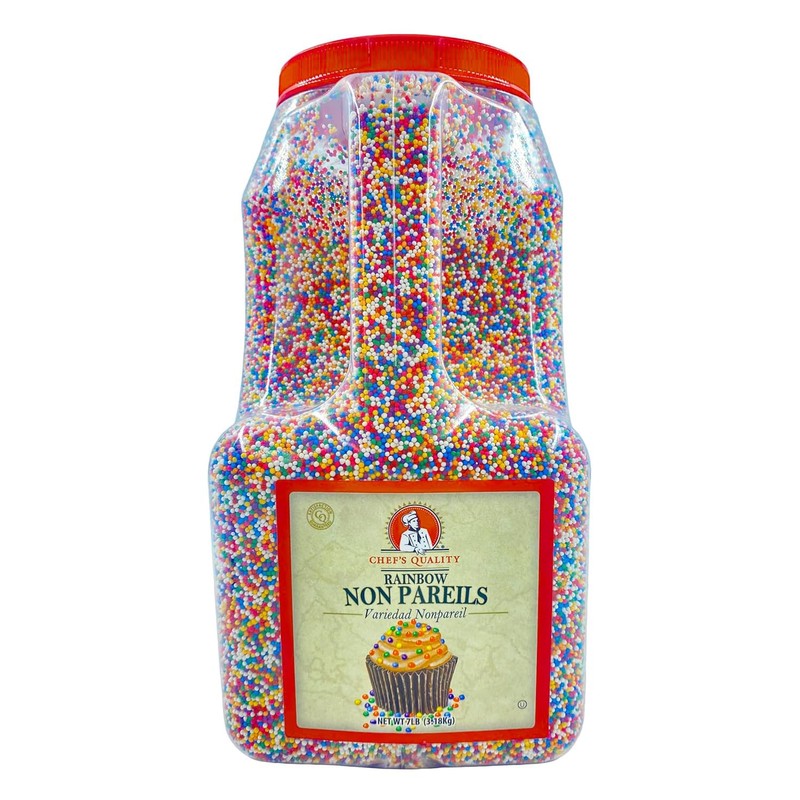 Chef's Quality Nonpareils Rainbow Sprinkles 7 Pounds For Decorating &