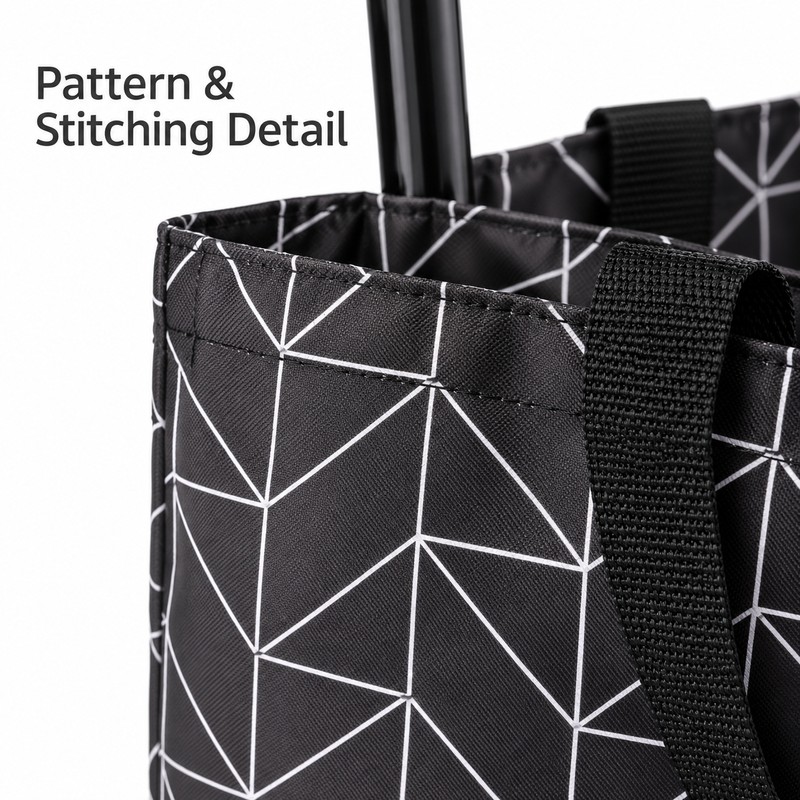 Foldable Shopping Cart Bag with Wheels and Retractable Handle for