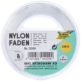Folia - Nylon Thread on Spool, Transparent, Barely Visible Thread, Ideal for Mobiles, Jewellery, Decoration, etc., Logos