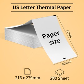 COLORWING Thermal Paper 8.5 x 11 US Letter for Portable Printer, Compatible with M08F, M832 and Other Letter Portable Printer, Continuous Folding Thermal Paper - 200 Sheets