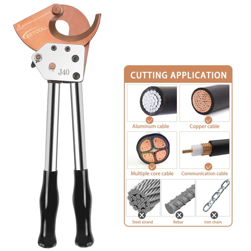 BETOOLL Heavy Duty Aluminum Copper Ratchet Cable Cutters up to
