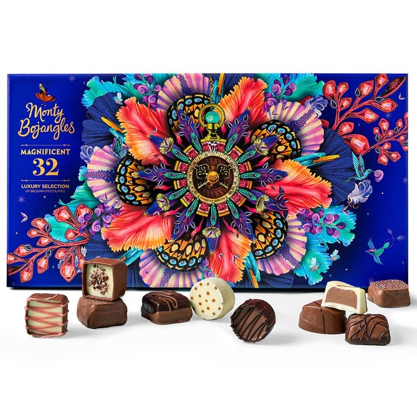 Monty Bojangles Magnificent Luxury Belgian Chocolate Selection Box | Gift Box - Assortment of 32 Milk, Dark and White Belgian Chocolates, 452g