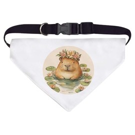 Large 'Cute Capybara with Floral Crown' Dog/Cat/Pet Bandana (PD00064252)