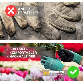 Gebol Salvia 2 Pairs of Recycled PET Gardening Gloves, Latex-Coated Work Gloves, Grip & Snug for Gardening for Men & Women, Size M/8, Green