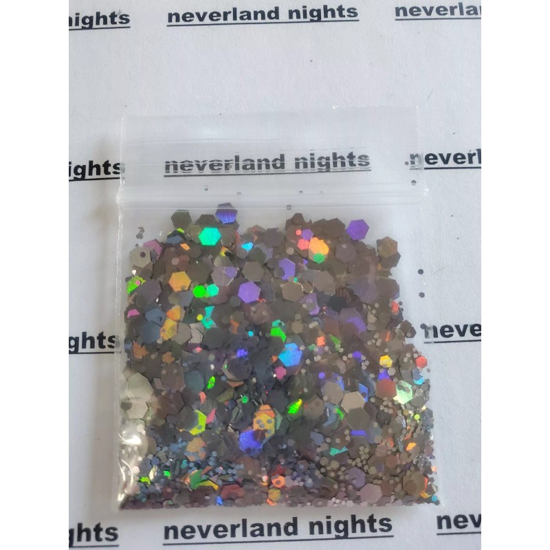 neverland nights Black/Dark Holographic glitter mix, for nails, acrylics,Festi