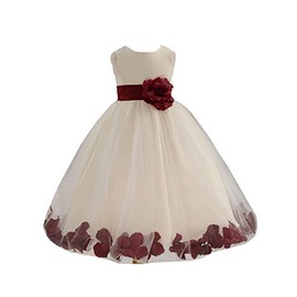 ekidsbridal Floral Rose Petals Ivory Flower Girl Dress Communion Dress Graduation Dresses Formal Dresses 302s 12