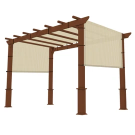 8' x 12' Pergola Shade Cover Replacement Canopy with Grommets Weighted Rods Permeable for Outdoor Patio Porch Backyard Gazebo, Beige