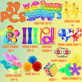 Lubibi 30 Piece Fidget Toys Set, Anti-Stress Toy for Adults and Children, Stress Toy, Popit Set, ADHD and Autism, Party Gifts, Party Bags, Guest Gifts, Classroom Prizes, Birthday Party