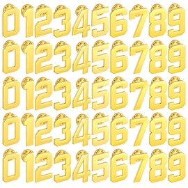 Tondiamo 50 Pcs 0-9 Number Lapel Pins Gold Brooch Pin Plated Tacks Collar Badge Small Number Letter Pin for Tie Suit Collar Women Men Neckties Hats Clothes Shirt Dress Decor Friends Gift