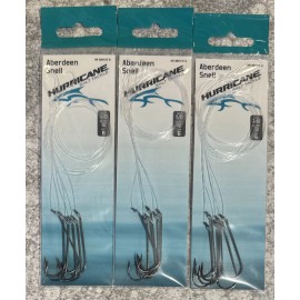 Hurricane 3 Packs Hurricane Snells Aberdeen Hooks Size 1/0 12 LB