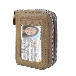 NGIL Small Zippered Faux Leather Wallet for Women, Accordion-Style Card Slot Women Wallet, RFID Blocking Credit Card Holder Wallet, Card Cases & Money Organizers (Apricot)