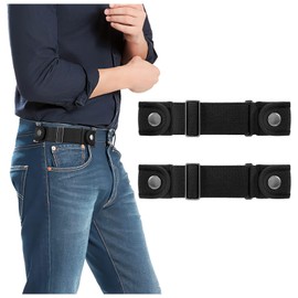 WOWOGO 2 Pack Elastic Stretch Adjustable Invisible Side Belts for Men & Women, Fits 1.5 Inch Belt Loops