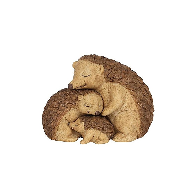 Adorable Brown Resin Hedgehog Family Ornament - 8cm x 11cm