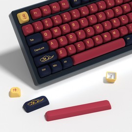YMKPVR KBDiy Red Samurai Keycaps 60 Percent KOA Profile,Five Sides Dye-Sublimation PBT Retro Custom Keyboard Keycap,131 Keys Cap Set for Cherry Gateron MX Switches Mechanical Keyboards