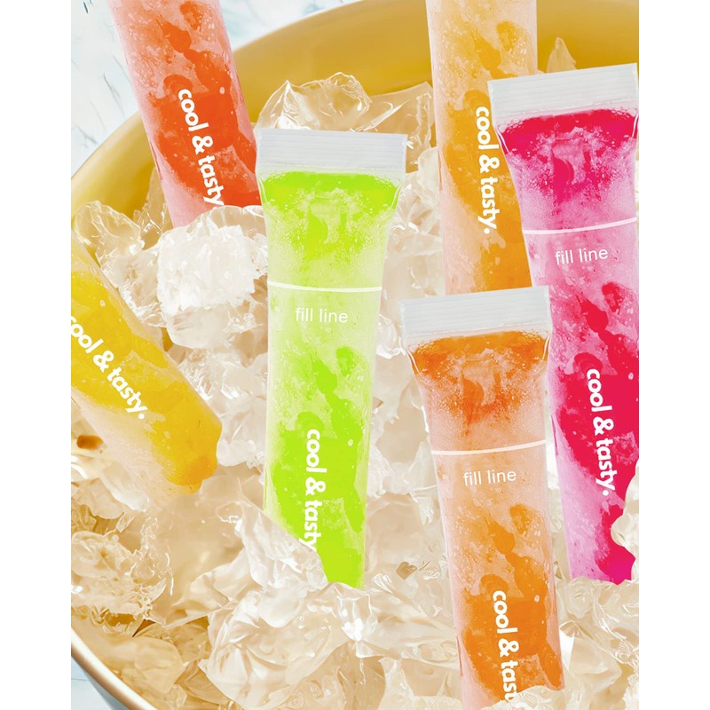 ANSMIO 150 Disposable Popsicle Mold Bags with Zip Seals, 8x2"