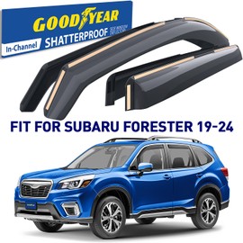 Goodyear Shatterproof in-Channel Window Deflectors for Subaru Forester 2019-2024, Rain Guards, Window Visors for Cars, Vent Deflector, Car Accessories, 4 pcs - GY003473