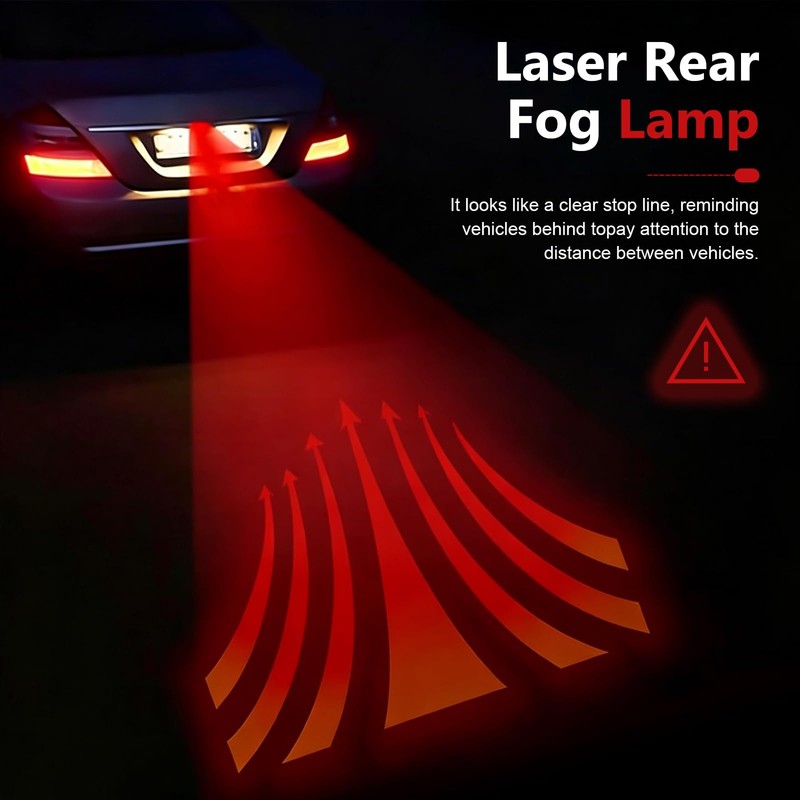 lekiliky Car Laser Rear Fog Light, High-Brightness Waterproof Laser Fog