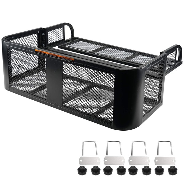 ORCISH 14"W x 41"L x 12.5"H Universal ATV/UTV Rear Drop Cargo Basket Rack,Heavy Duty Detachable Steel Luggage Mesh Surface,Capacity Load of 500 lbs, ATV Cargo Box, ATV attachments for Luggage Carrier