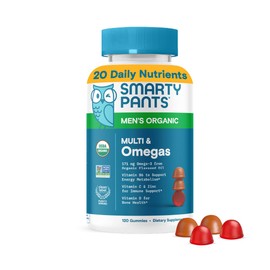 SmartyPants SmartyPants Multivitamin for Men, Organic Gummies: Methylfolate, Omega 3 (ALA), Vitamin D3, C, Vitamin B12, B6, A, K & Zinc for Immune Support, Biotin, Vegetarian, 120 Gummies (30 Day Supply)