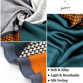 vimate Silk Feeling Scarf for Women-Spring Summer Lightweight Shawl Wraps and Oblong Head Wraps for Travel (Style 18)