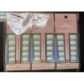 LA Girl 3 Pack L.A. Girl Artificial Nail Tips- Oh So Shiny - 25ct, Cloud Nine. White