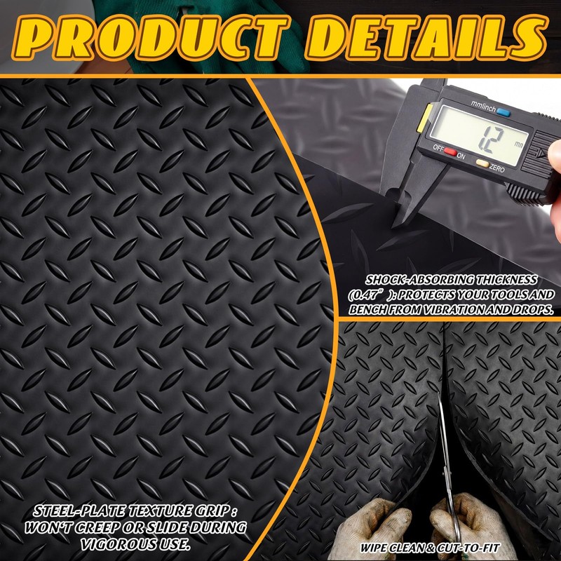 Extra-Long Workbench Mat 24" x 70.5", Scratch-Resistant PVC Work Bench