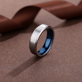 083 Base Men's Ring, Tungsten, Matte Line, Side Cut, Width: 0.2 inches (6 mm), Silver, Vacuum Plated, Metal,