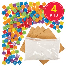 Baker Ross FN097 Mosaic Tile Coaster Kit - Pack of 4, Kids Crafts Kits, Make Your Own Coaster