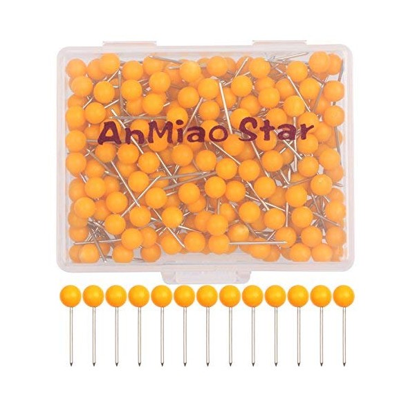 AnMiao Star 200Pcs 1/8 Inch Map Tacks (Orange)