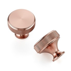 JOY DECOR 10 Pack Champagne Bronze Cabinet Pulls Kitchen Cabinet Hardware Knobs Round Solid Knurled Handles Single Hole Drawer Knobs for Cabinet Furniture Dresser Pulls