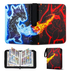 Card Binder for Kids,Trading Card Binder 4 Pocket 50 Pages 400 Cards Capacity,Portable Waterproof PU Card Binder Folder,Collectible Card Album This is the perfect for boys and girls (SL400)