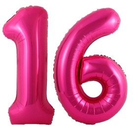 40 Inch Hot Pink 16 Number Balloons Giant 16 or 61 Balloons Hot Pink Birthday 16 Balloons 16th Birthday Anniversary Party Decorations Supplies