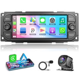 [4+64G] Android Car Radio for Chrysler Dodge Jeep Wrangler Grand Cherokee Support Wireless Carplay&Android Auto, 6.8 inch IPS Touchscreen Jeep Stereo with GPS, WiFi, FM Radio, Backup Camera