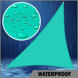 ShadeMart 5' x 6' x 7.8' Turquoise Waterproof Shade Sail Sun Shade Sail Triangle Custom Size Water Resistant Canopy Awning Shelter, 95% UV Blockage for Outdoor Patio Carport