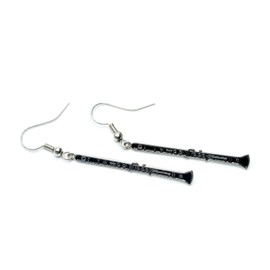 Miniblings Clarinet Music Instrument Black Metal Thin – Original Fashion Jewellery I Earrings Silver-Plated, Metal