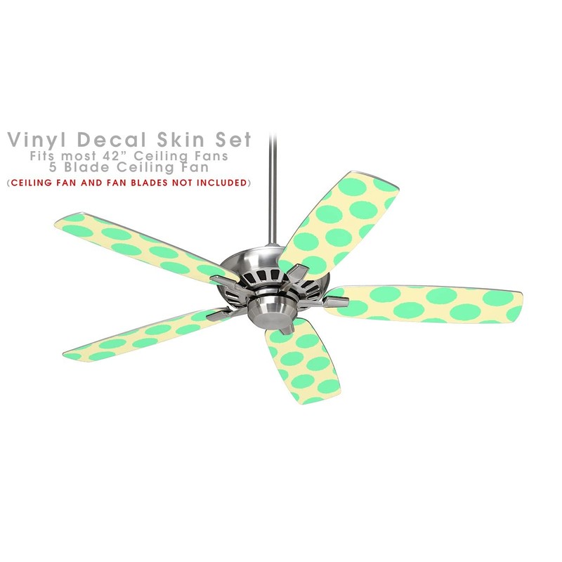 Kearas Polka Dots Green On Cream - Ceiling Fan Skin