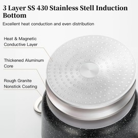 UCCLIFE Nonstick Stock Pot with Lid, 4.5Quart Soup Pot Black,Cooking Pots for All Stove Compatible