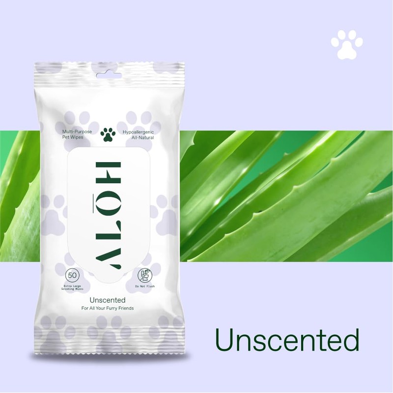 ALŌH Hypoallergenic | All-Natural | Multi-Purpose Pet Wipes, Unscented 50ct