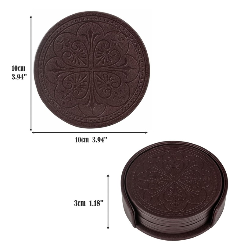 Drink Coasters,PU Leather Bar Beer Beverage Coaster for Drinks Set