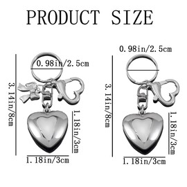 Heogacinlia 4 PCS Silver Keychains Heart Bow Keychain Bowknot Heart Purse Charms Cute Car Key Chain Fashion Phone Pendant for Key Purse Backpack Handbag Decorate Accessories for Women Girls (2 Styles