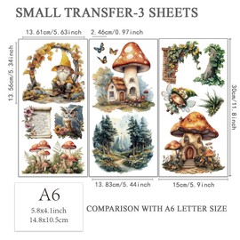 OLYCRAFT 3pcs/Set Forest Rub on Transfers for Furniture and Crafts 15x30cm Gnomes Mushroom Butterfly Furniture Decals Houses Transfer Stickers Rub on Decals for Wood Furniture Home Decor
