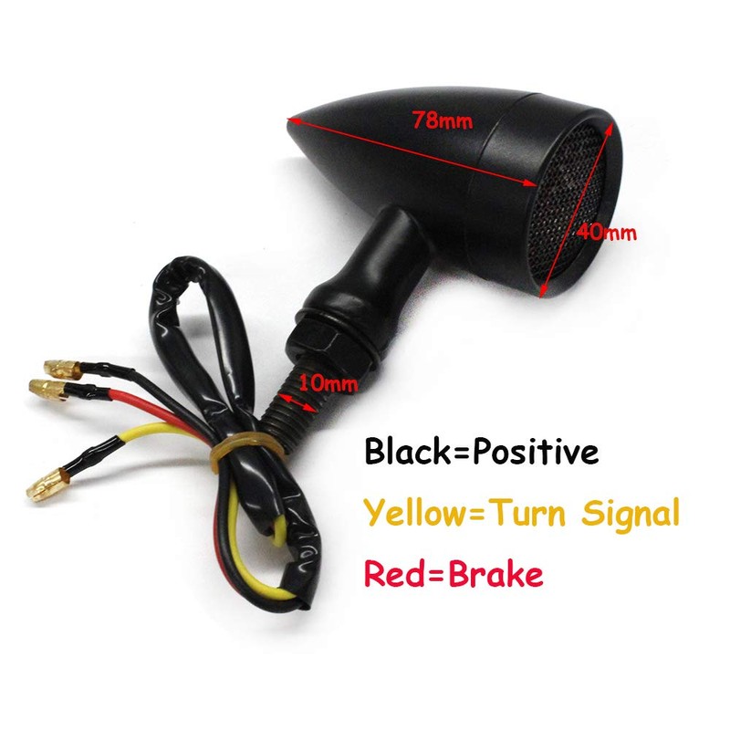 Black Motorcycle LED Turn Signals Red Light Brake Running Tail