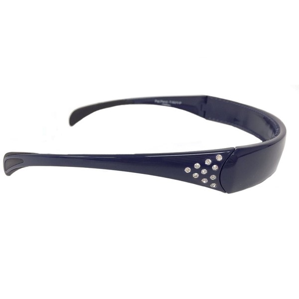 Hinged Headband fits like sunglasses providing lift and style without giving you a headache - by SqHair Band (Navy-Crystals)