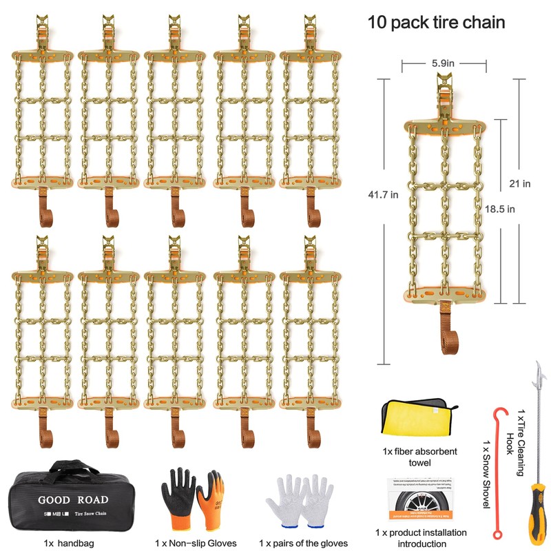 AutoChoice Emergency Snow Chains, Tire Chains with Thickened Manganese Steel