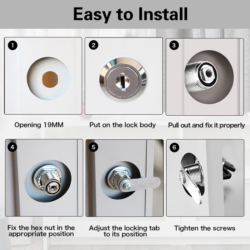 Herbst Pack of 6 Letterbox Lock 20 mm with 4