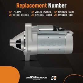 maXpeedingrods Starter Motor for Toyota Corolla, Matrix & for Pontiac Vibe 2003-2008, 1.8L L4 Engine, 1.6KW 12V Clockwise 10 Teeth, Replace# 17841N, 28100-0D080, 28100-22090