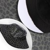Manfnee Leopard Bucket Hat PU Leather Bucket Hats Sun Hat