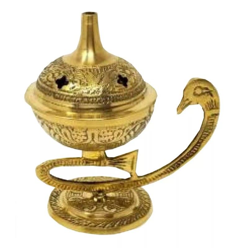 SCJ INC-Solid Brass 4 Inch Peacock Incense Burner/Holder